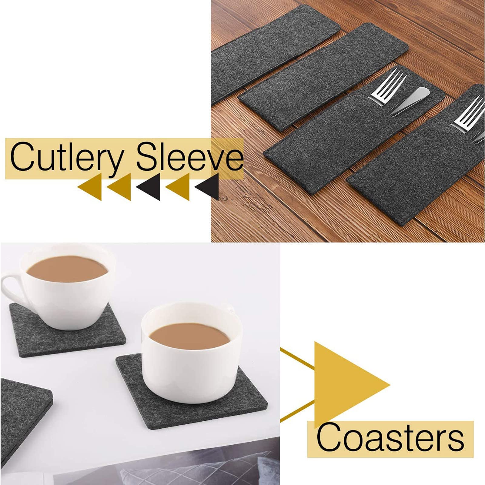 Black Placemat Set vun 6-08