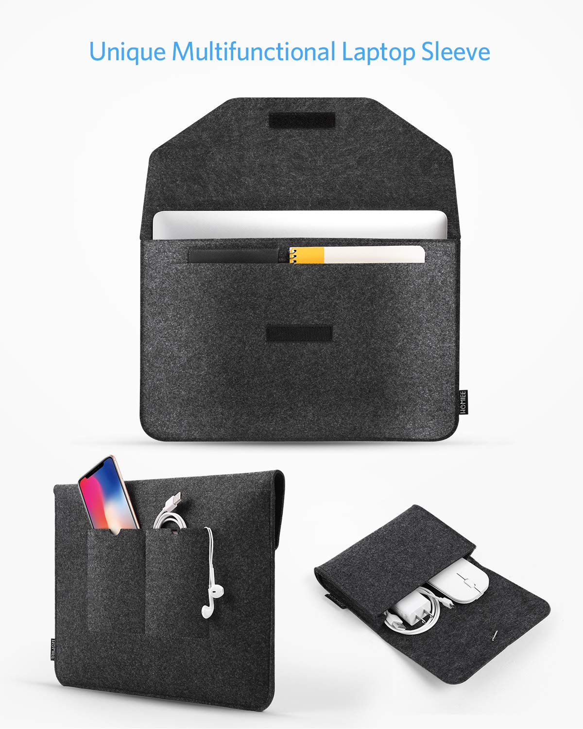 JI HAMH High Quality Felt Laptop Case Office Briefcase Felt Laptop Case (10)